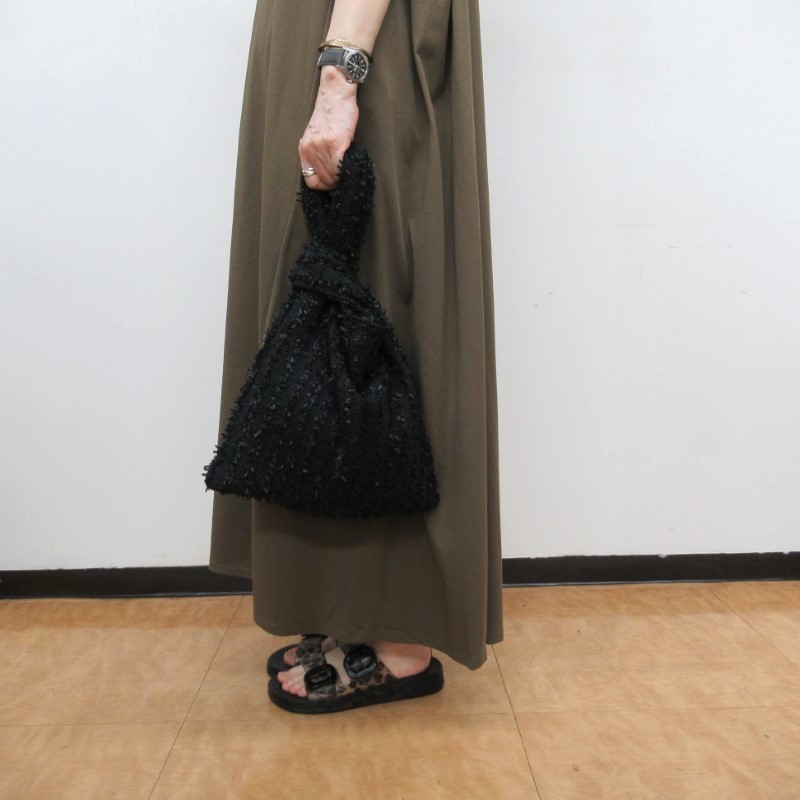 【SALE】 shesay リボンヤーンツイードクロスバック BK